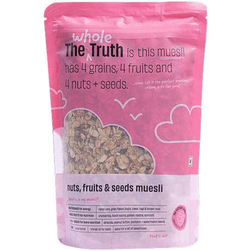 The Whole Truth Breakfast Muesli - Nuts, Fruits & Seeds, 350 g  Nutrient-rich
 Sustained Energy