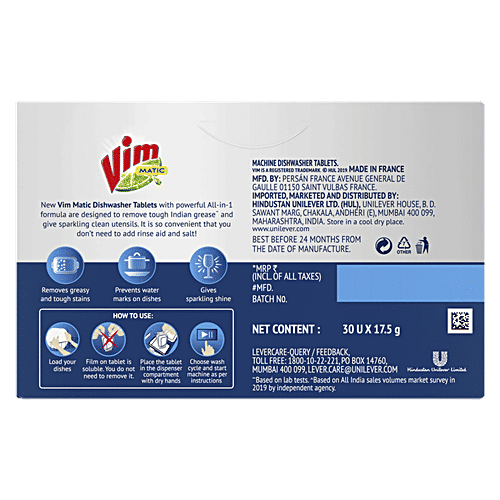 Buy Vim Matic All In 1 Dishwash Tablets, Unbeatable Grease Removal