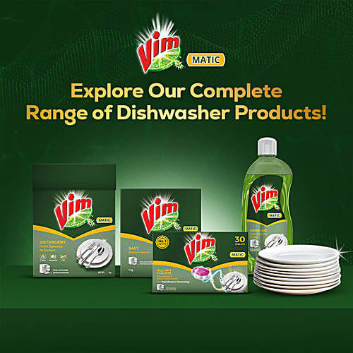 Vim Matic All-In-1 Machine Dishwash Tablets, 30 pcs Removes Tough Grease Sparkling Clean Utensils