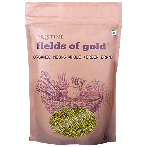 PRISTINE Fields Of Gold Organic Moong Whole - Green Gram, 500 g  