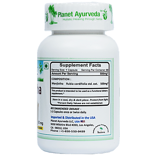 Planet Ayurveda Manjishtha Capsules, 60 pcs