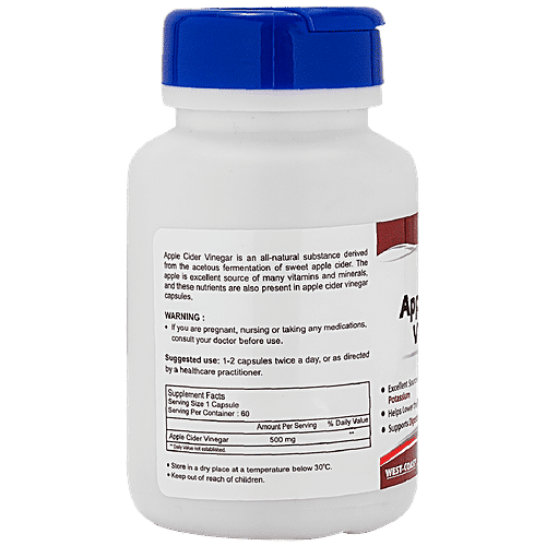 Healthvit Apple Cider Vinegar 500 mg Capsules - For Weight Loss & Detox, 60 pcs  