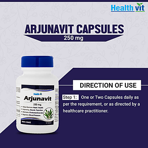 Healthvit Arjunavit 250 mg Capsules - Maintain Heart Health, 60 pcs  