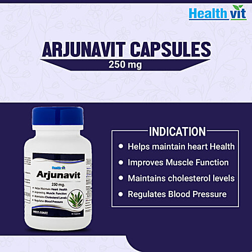 Healthvit Arjunavit 250 mg Capsules - Maintain Heart Health, 60 pcs  