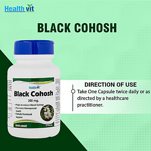 Healthvit Black Cohosh 200 mg Capsules - Female Hormonal Support, 60 pcs  