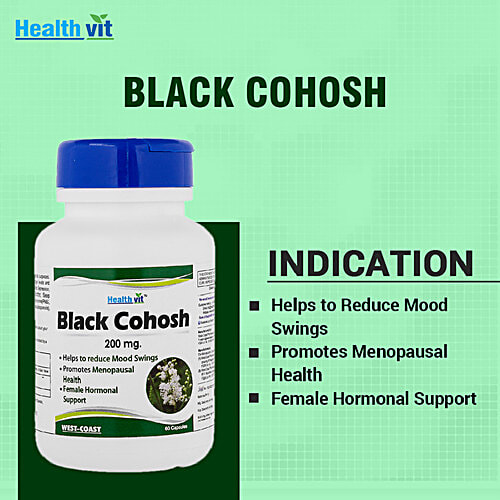Healthvit Black Cohosh 200 mg Capsules - Female Hormonal Support, 60 pcs  