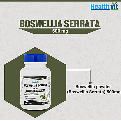Healthvit Boswellia Serrata 500 mg Capsules - For Healthy Joints, 60 pcs  