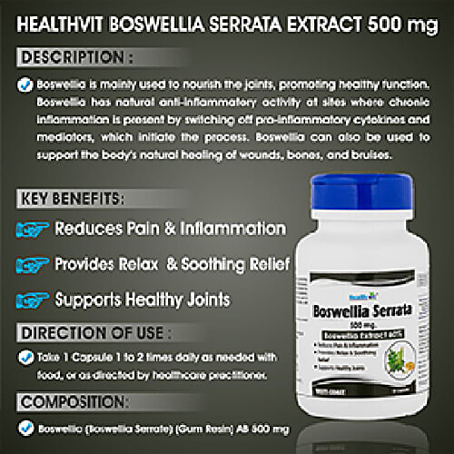 Healthvit Boswellia Serrata 500 mg Capsules - For Healthy Joints, 60 pcs  
