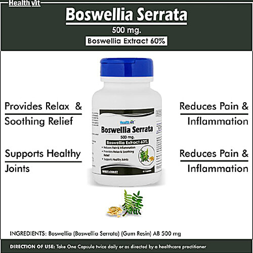 Healthvit Boswellia Serrata 500 mg Capsules - For Healthy Joints, 60 pcs  