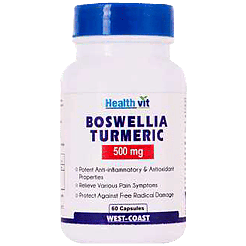 Buy Healthvit Boswellia Turmeric 500 mg Capsules Antiinflammatory & Antioxidant Properties