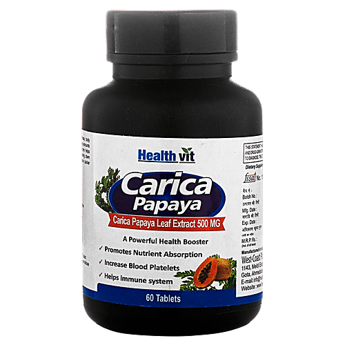 Buy Healthvit Carica Papaya Leaf Extract 500 mg Tablets Online at Best