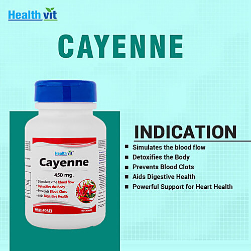 Buy Healthvit Cayenne 450 mg Capsules Detoxifies The Body Online at Best Price of Rs 350