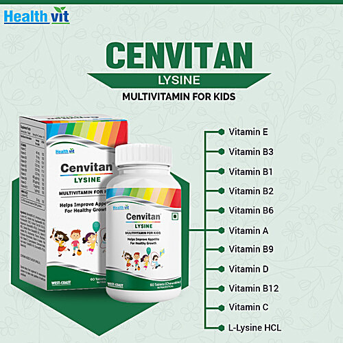 Healthvit Cenvitan - Lysine Multivitamin For Kids Chewable Tablets, 60 pcs