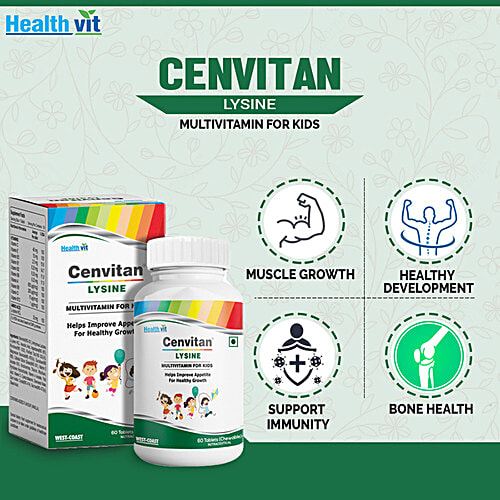 Healthvit Cenvitan - Lysine Multivitamin For Kids Chewable Tablets, 60 pcs