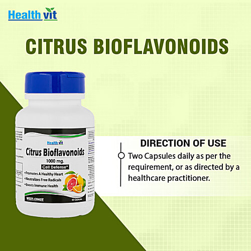 Buy Healthvit Citrus Bioflavonoids 1000 mg Capsules Cell Defense, For