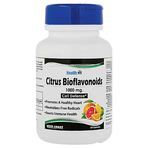 Healthvit Citrus Bioflavonoids 1000 mg Capsules - Cell Defense, For Healthy Heart, 60 pcs  