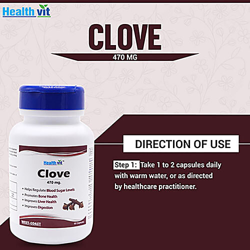 Buy Healthvit Clove 470 mg Capsules Regulate Blood Sugar Levels