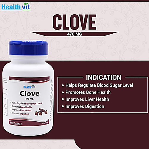 Buy Healthvit Clove 470 mg Capsules Regulate Blood Sugar Levels