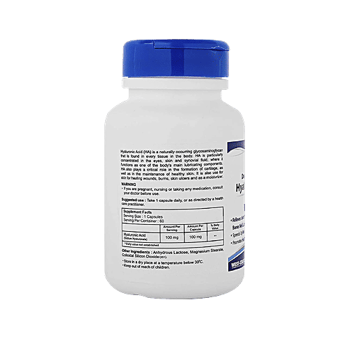 Healthvit Double Strength Hyaluronic Acid 100 mg Capsules - Joint Support, Relieves Joint Pain, 60 pcs  