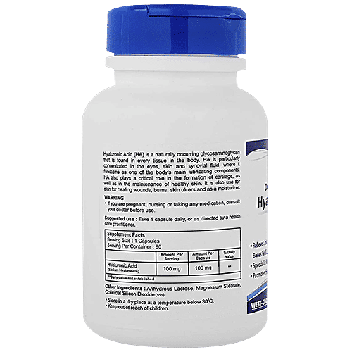 Healthvit Double Strength Hyaluronic Acid 100 mg Capsules - Joint Support, Relieves Joint Pain, 60 pcs  