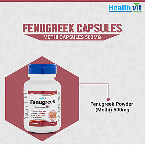 Buy Healthvit Fenugreek Methi Capsule For Blood Sugar, Cholesterol