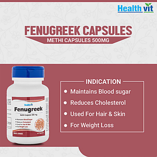 Buy Healthvit Fenugreek Methi Capsule For Blood Sugar, Cholesterol