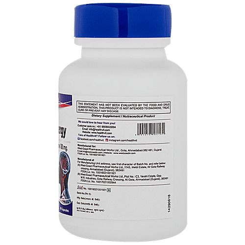 Healthvit Focus & Energy Caffeine 100 mg + L-Theanine 100 mg Capsules - Promotes Relaxation, 60 pcs