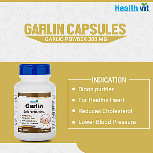 Buy Healthvit Garlin Garlic Powder 300 mg Capsules For Cholesterol