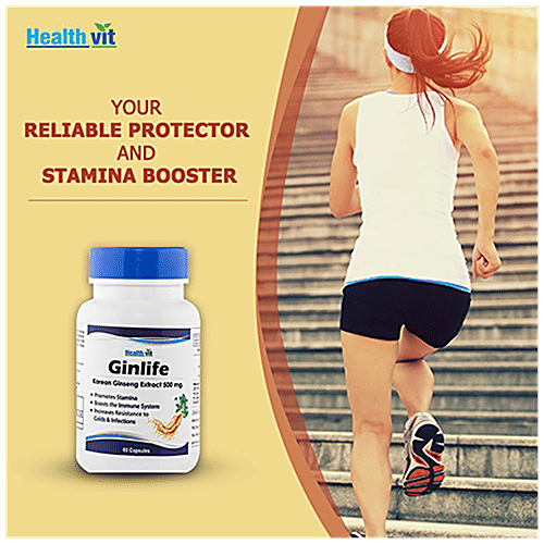Healthvit Ginlife Capsule - With Korean Ginseng Extract, Boosts Immune System & Stamina, 60 pcs  