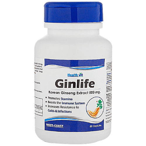 Healthvit Ginlife Capsule - With Korean Ginseng Extract, Boosts Immune System & Stamina, 60 pcs  