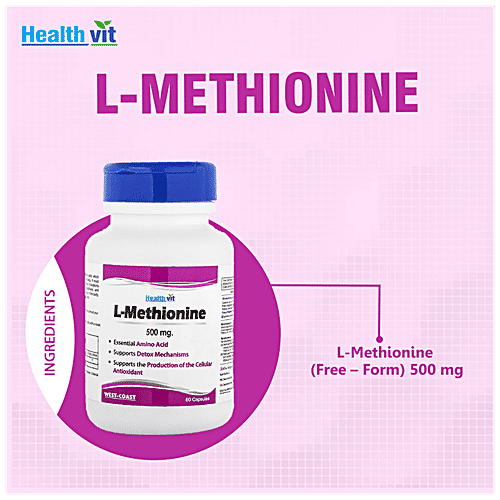 Healthvit L-Methionine Essential Amino Acid Capsule - Supports Detox Mechanisms, 60 pcs  