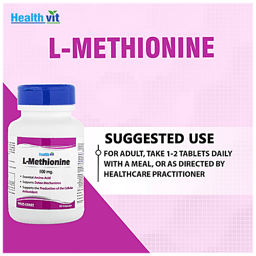 Healthvit L-Methionine Essential Amino Acid Capsule - Supports Detox Mechanisms, 60 pcs  