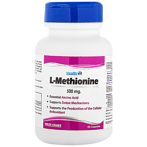 Healthvit L-Methionine Essential Amino Acid Capsule - Supports Detox Mechanisms, 60 pcs  
