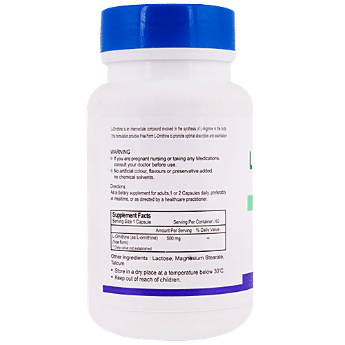 Healthvit L-Ornithine Essential Amino Acid Capsule - Promote Optimal Absorption, 60 pcs