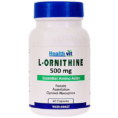 Healthvit L-Ornithine Essential Amino Acid Capsule - Promote Optimal Absorption, 60 pcs