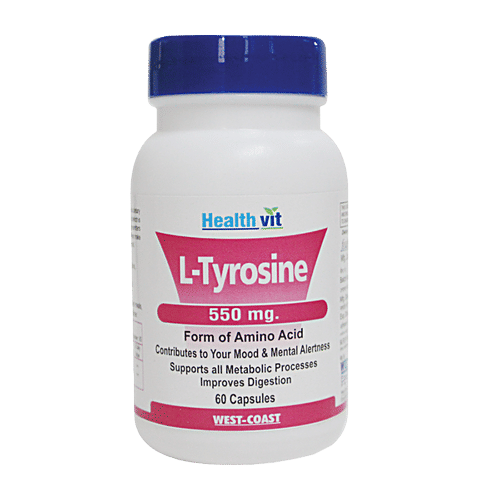 Healthvit L-Tyrosine 550 mg Capsules - Form Amino Acid, 60 pcs  