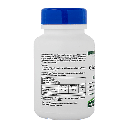 Healthvit Olive Leaf Extract 700 mg Capsules - 20% Powerful Oleuropein, Immune Support, 60 pcs