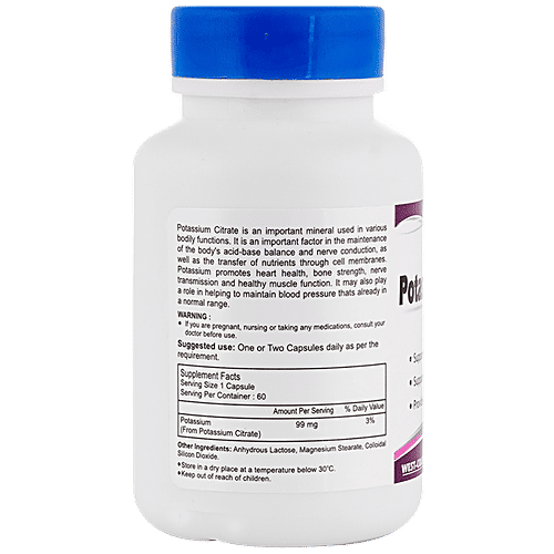 Buy Healthvit Potassium Citrate 99 mg Capsules Supports Production Of