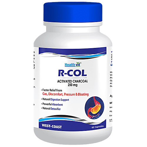 Buy Healthvit RCol Activated Charcoal 250 mg Capsules Natural Digestion Support Online at