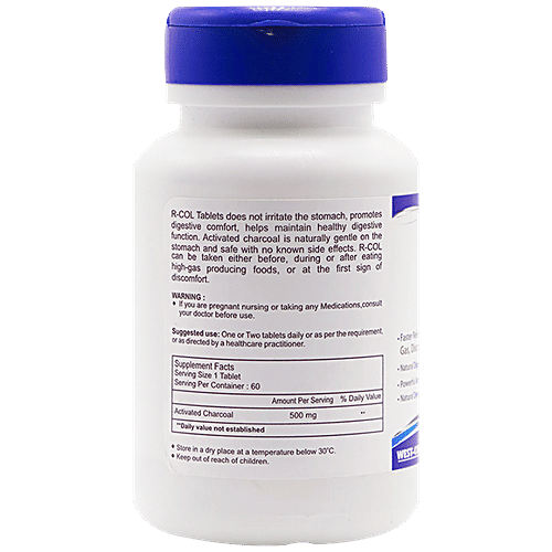 Buy Healthvit RCol Activated Charcoal 500 mg Tablets Natural Digestion Support Online at Best