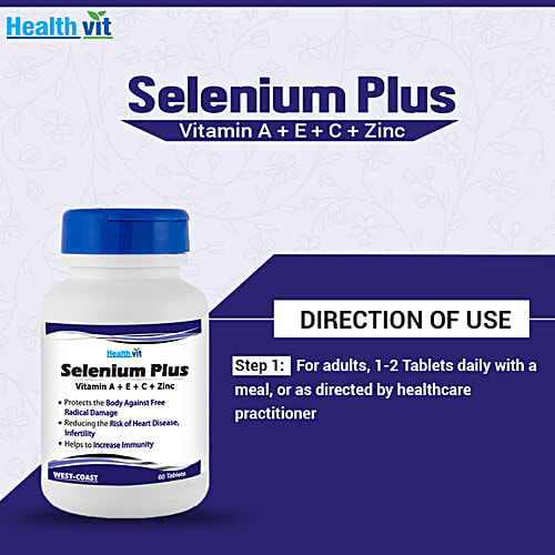 Healthvit Selenium Plus Vitamins A, C, E, Zinc Tablets - Increase Immunity, 60 pcs