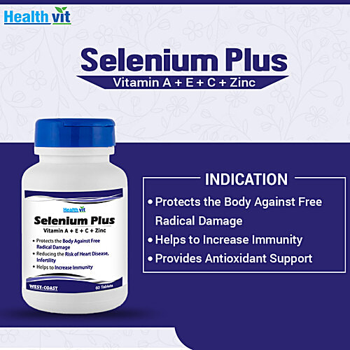 Healthvit Selenium Plus Vitamins A, C, E, Zinc Tablets - Increase Immunity, 60 pcs