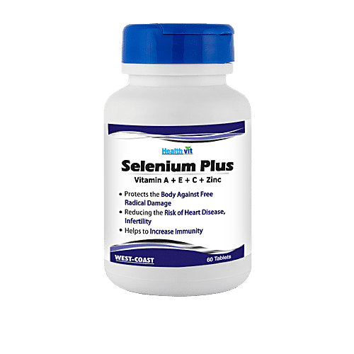 Healthvit Selenium Plus Vitamins A, C, E, Zinc Tablets - Increase Immunity, 60 pcs