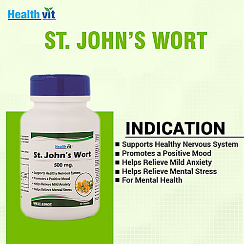 Buy Healthvit St. John's Wort 500 mg Capsules Mood, Anxiety