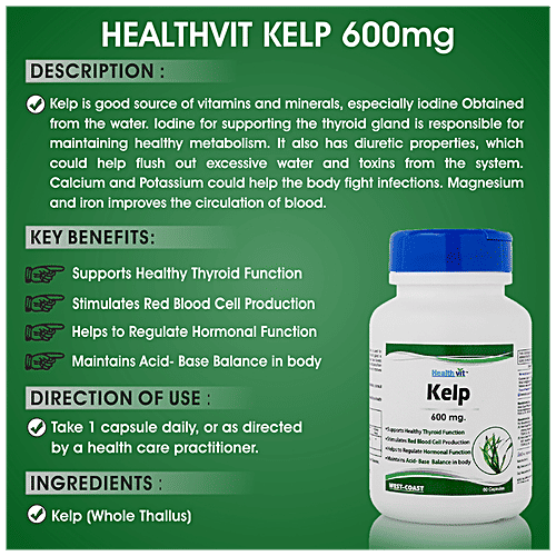 Healthvit Kelp Capsule - Supports Healthy Thyroid Functions, 60 pcs