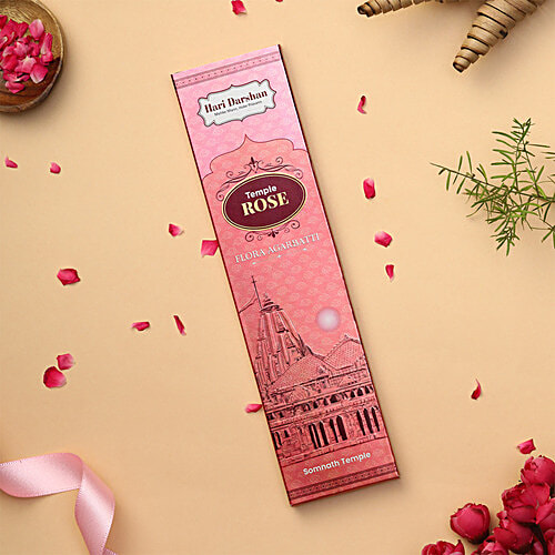 Hari Darshan Temple Rose Flora Agarbatti Sticks, 12 pcs  
