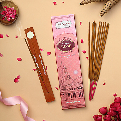 Hari Darshan Temple Rose Flora Agarbatti Sticks, 12 pcs  