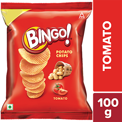 Buy Bingo Potato Chips Tomato Flavour, Crispy, Tangy, Pack For Snacks