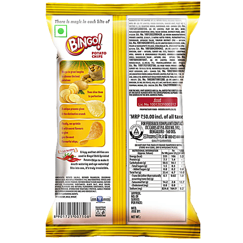 Buy Bingo Flat Cut Spicy Potato Chips Original Style, Chilli