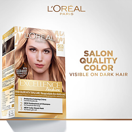 L'Oreal Paris Excellence Fashion Highlights Hair Colour, 172 ml 9.13 Golden Beige Blonde